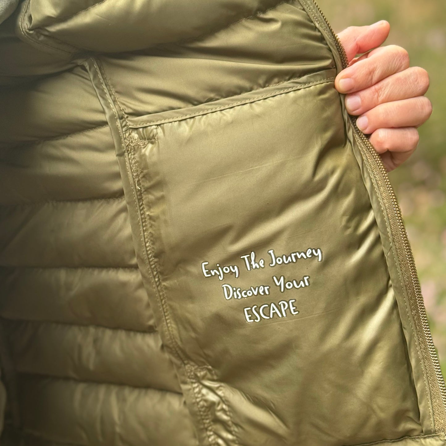 Woman’s Recycled Small Ribbed Padded Khaki Jacket