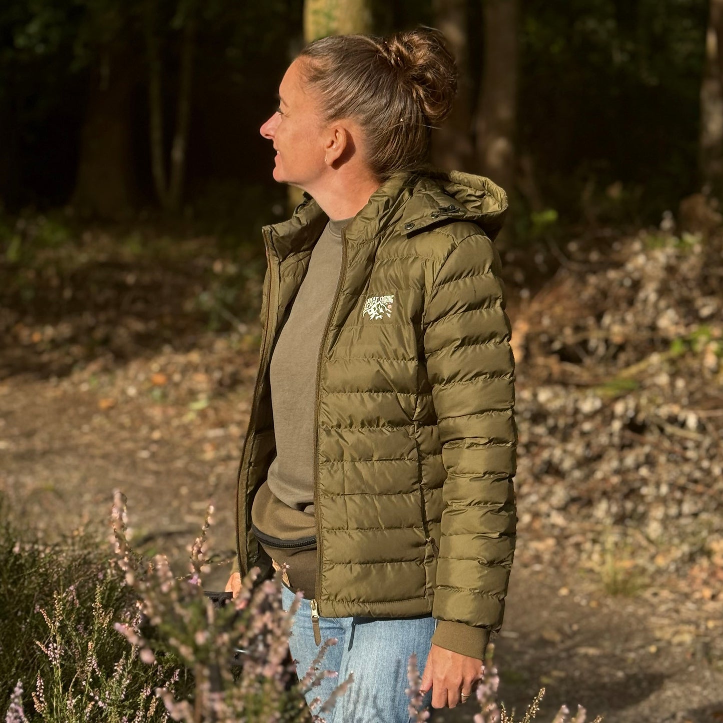Woman’s Recycled Small Ribbed Padded Khaki Jacket