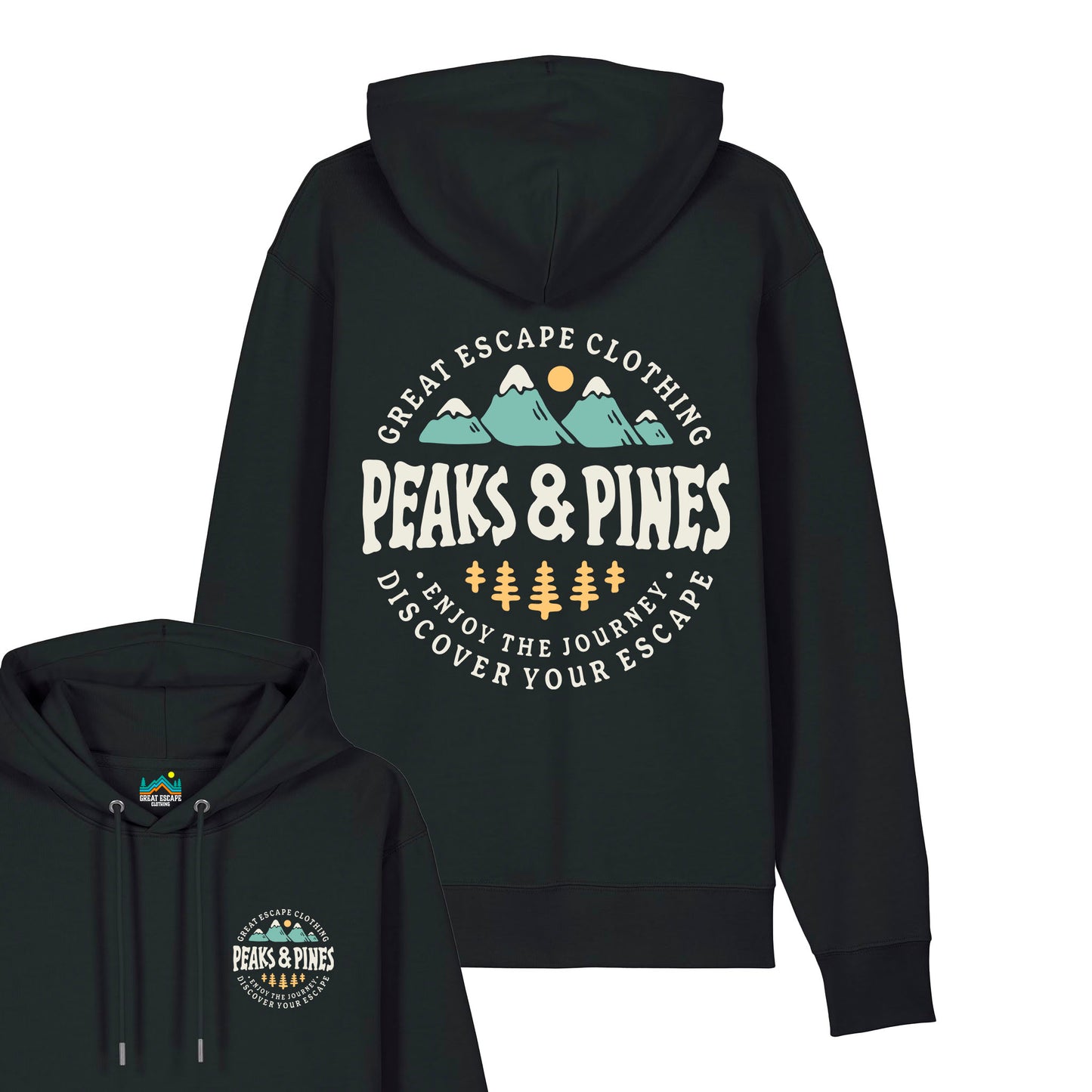 Black Organic PEAKS & PINES Hoodie