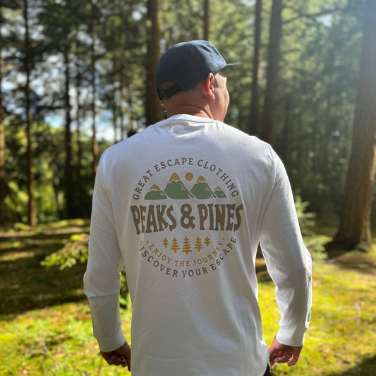 White Organic PEAKS & PINES Long Sleeve T-Shirt