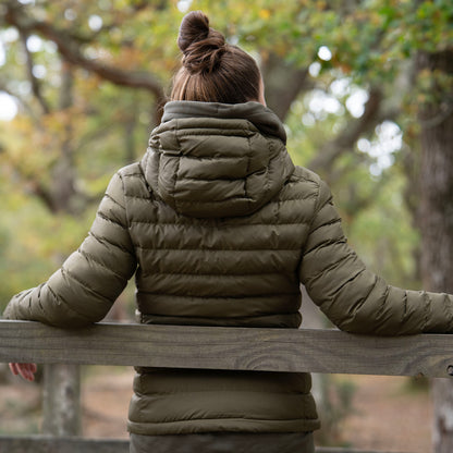 Woman’s Recycled Small Ribbed Padded Khaki Jacket
