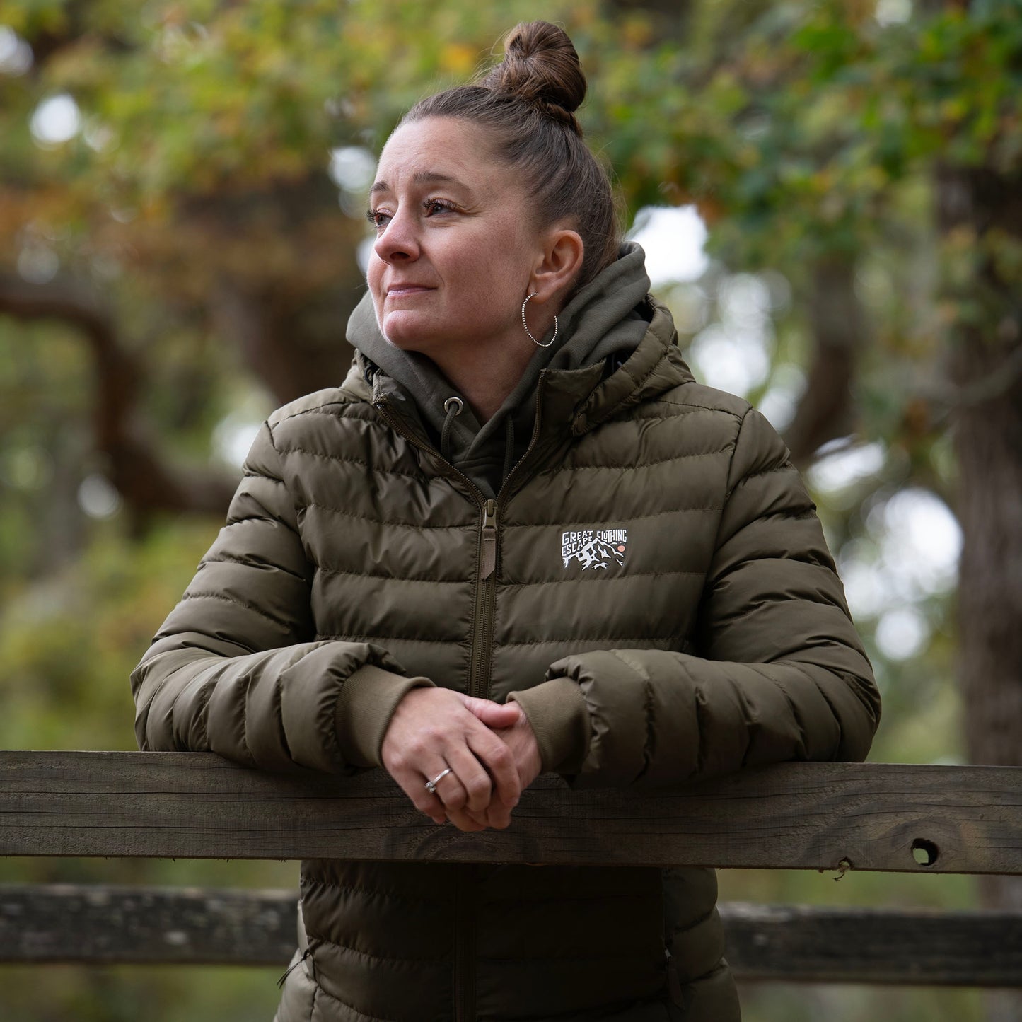 Woman’s Recycled Small Ribbed Padded Khaki Jacket