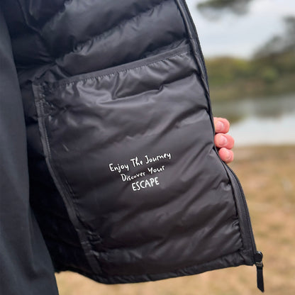 Mens Recycled Small Ribbed Padded Black Jacket