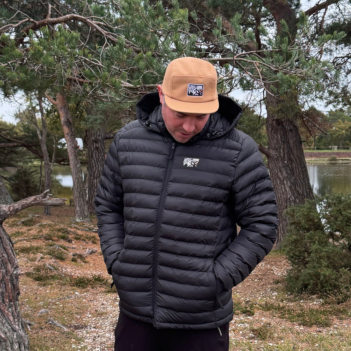 Mens Recycled Small Ribbed Padded Black Jacket