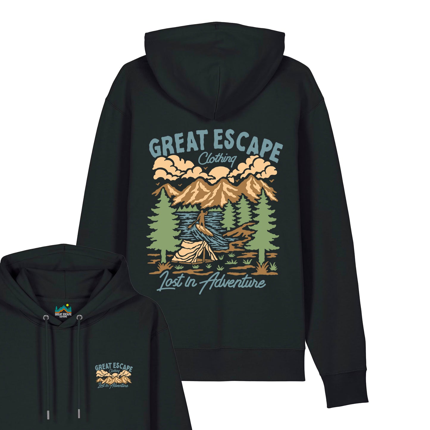 Organic Lost In Adventure Black Hoodie