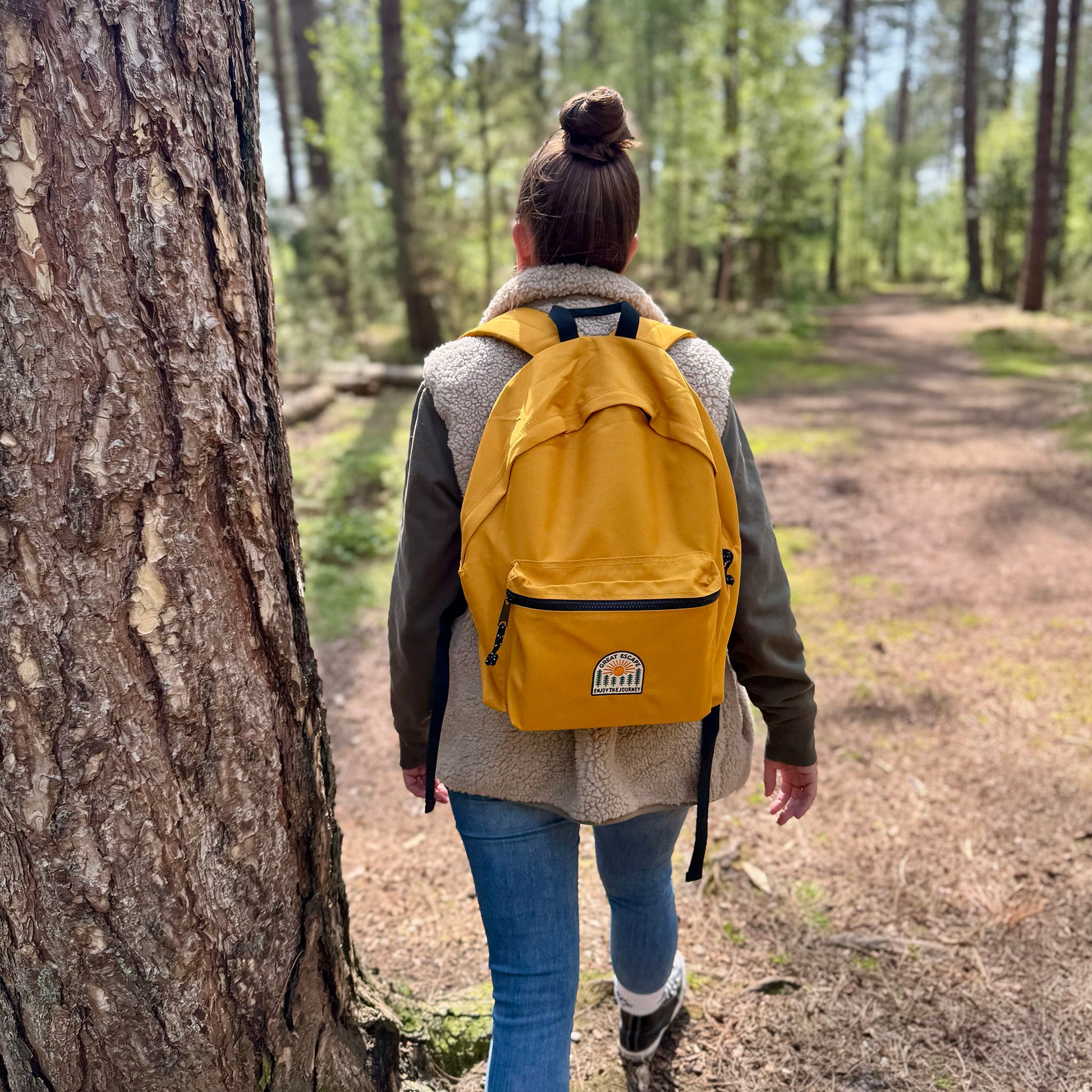 Recycled Mustard ENJOY THE JOURNEY Everyday Backpack – GREAT ESCAPE CLOTHING
