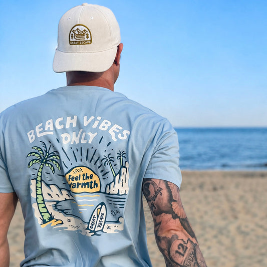Organic Sky Blue Beach Vibes Only T-Shirt