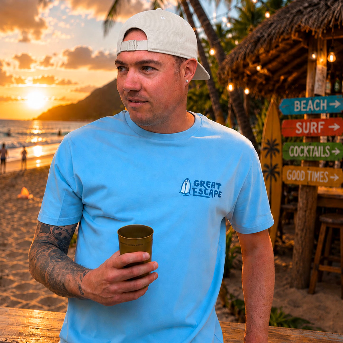 Organic Sky Blue Beach Vibes Only T-Shirt