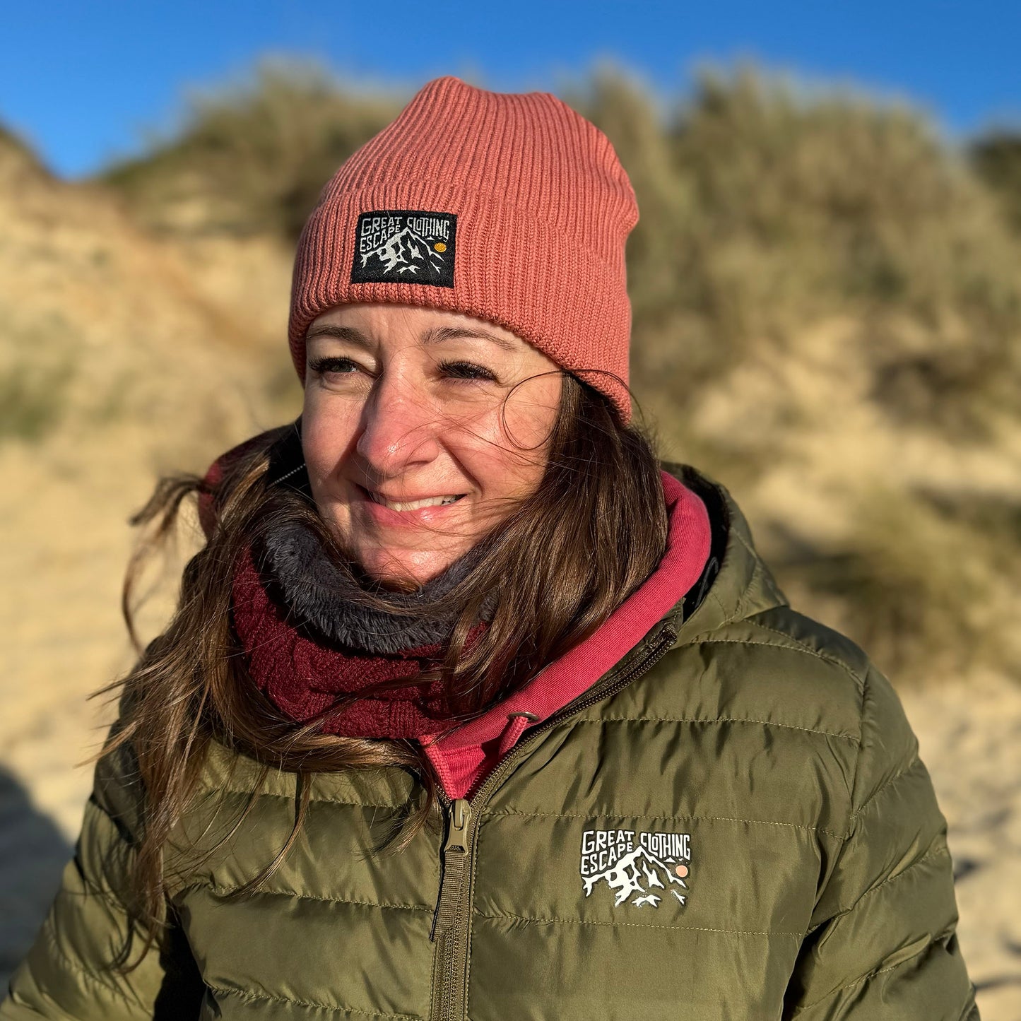 Dusty Rose Peaks Fisherman Beanie