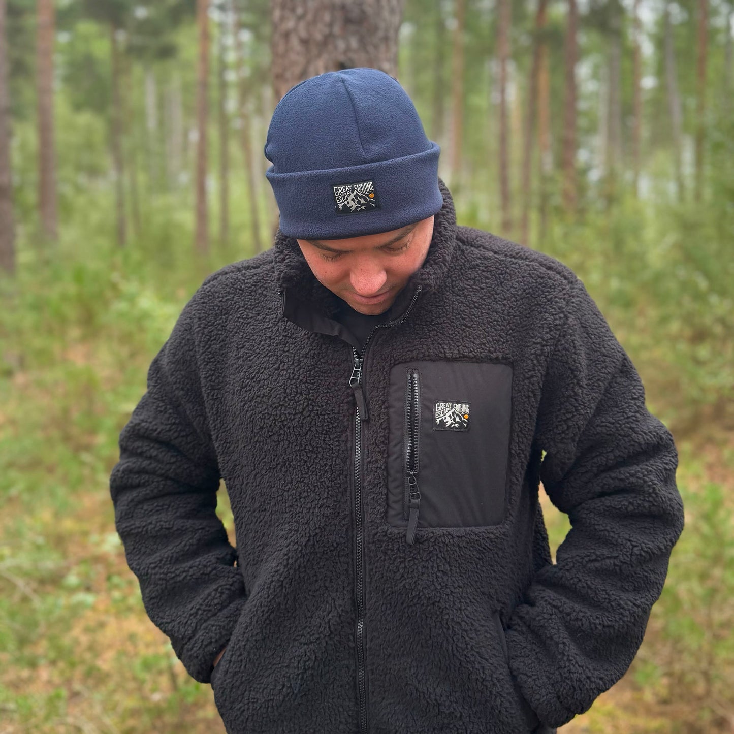 Navy Fleece Peaks Beanie