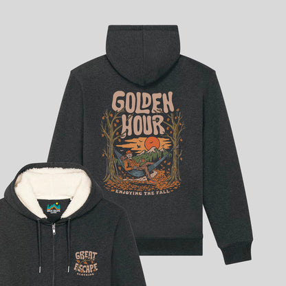 GOLDEN HOUR Sherpa Fleece Lined Zip Up Hoodie