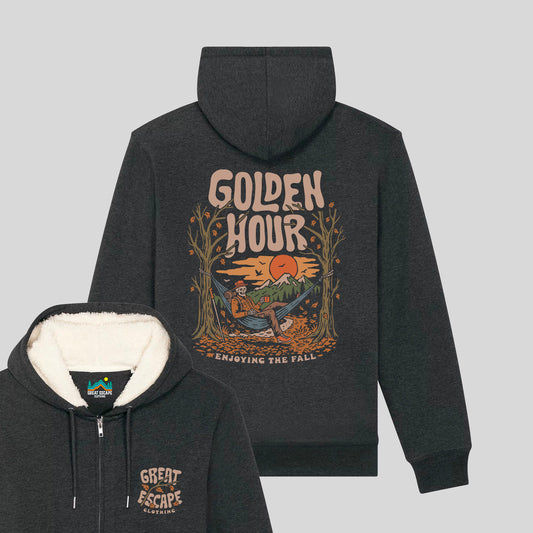GOLDEN HOUR Sherpa Fleece Lined Zip Up Hoodie