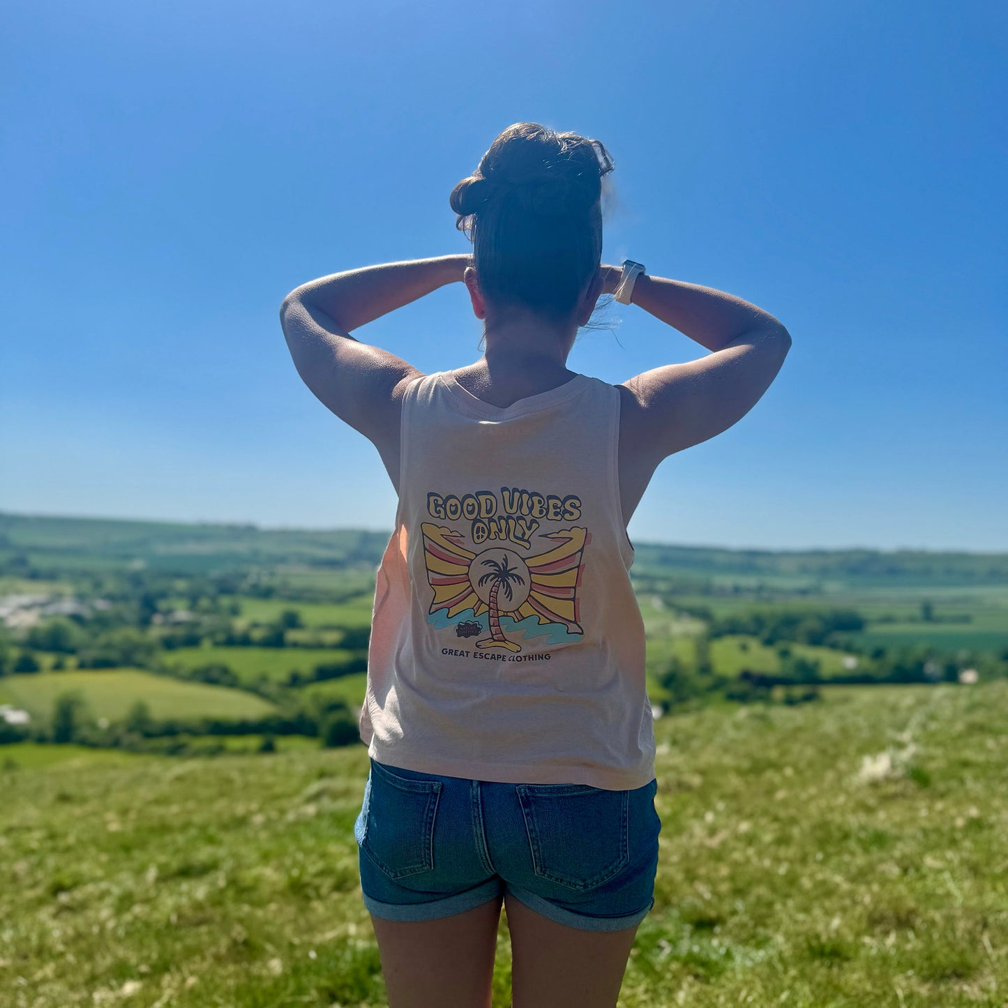 Organic Good Vibes Only Cropped Vest Top
